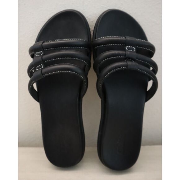 Olukai 20514-4040 Women's Sz 9W Black Leather Tiare Slide Sandals - Picture 2 of 14